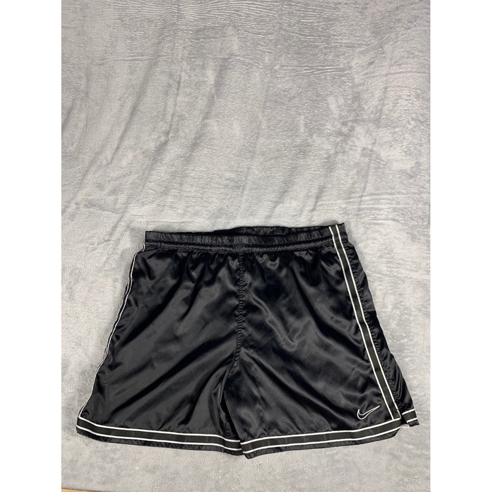 Nike Shorts 1990s Mens L Black Striped Embroidered Elastic Waist Drawstring